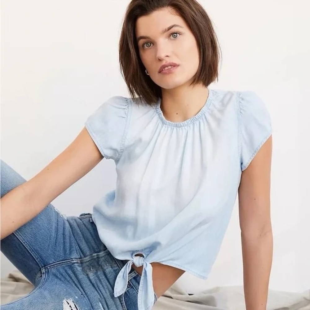 Cloth & Stone Sky Blue Tie-Front Blouse M